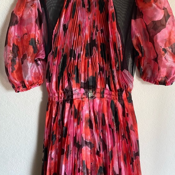 Bibhu Mohapatra Collective Pleated Floral Chiffon Hi-lo Hem Elegant Dress 2 - Picture 10 of 16